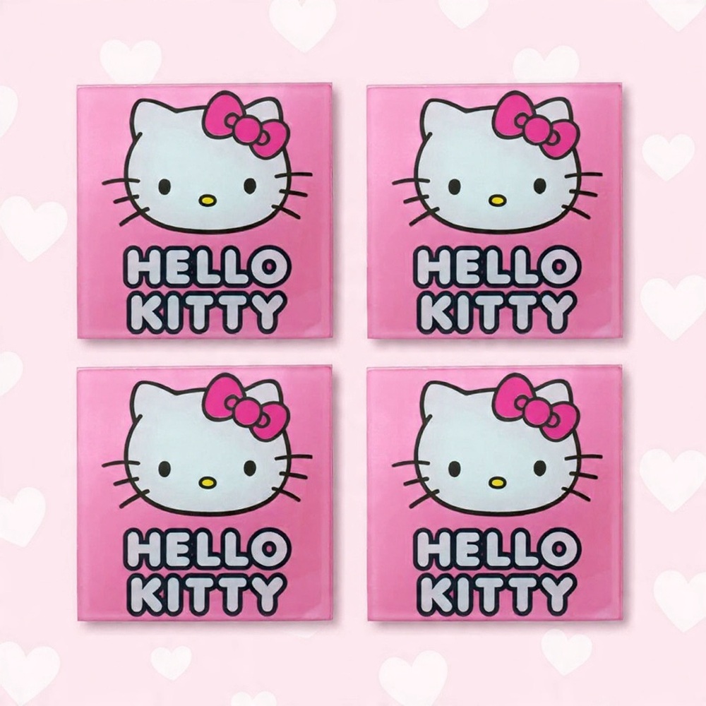 Hello Kitty Inspired Resin Coaster Set – Set of 4